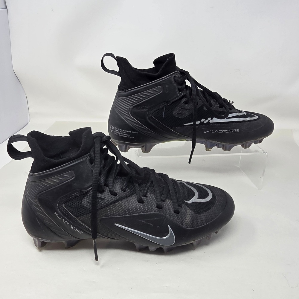 Nike Alpha Huarache 8 Elite Lacrosse Cleats Mens 7 Black CW4440-005 Good Cleats